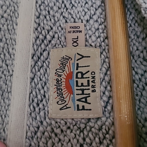 Faherty Whitewater Crewneck Pullover Sweater Grey Blend Size 2X French Terry - Picture 4 of 17